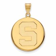 Michigan State Spartans Sterling Silver Gold Plated Large Disc Pendant