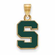 Michigan State Spartans Sterling Silver Gold Plated Small Enameled Pendant