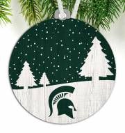 Michigan State Spartans Snow Scene Ornament