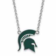 Michigan State Spartans Sterling Silver Large Enameled Pendant Necklace