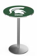 Michigan State Spartans Stainless Steel Bar Table with Round Base