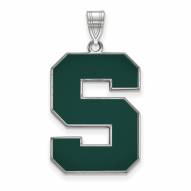 Michigan State Spartans Sterling Silver Extra Large Enameled Pendant