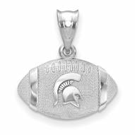 Michigan State Spartans Sterling Silver Football with Logo Pendant