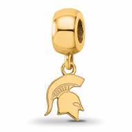 Michigan State Spartans Sterling Silver Gold Plated Extra Small Dangle Bead