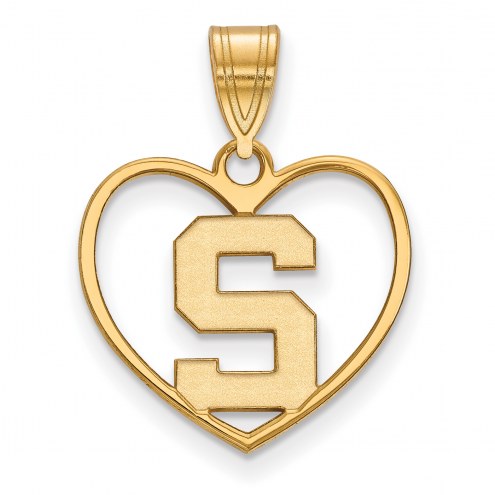 Michigan State Spartans Sterling Silver Gold Plated Heart Pendant