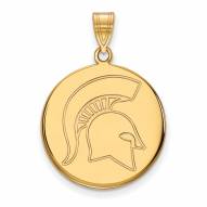 Michigan State Spartans Sterling Silver Gold Plated Large Disc Pendant