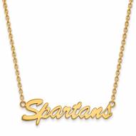 Michigan State Spartans Sterling Silver Gold Plated Medium Pendant Necklace