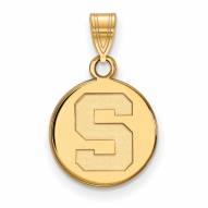 Michigan State Spartans Sterling Silver Gold Plated Small Disc Pendant