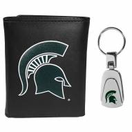 Michigan State Spartans Tri-fold Wallet & Steel Key Chain