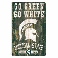 Michigan State Spartans Slogan Wood Sign