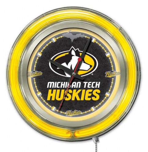 Michigan Tech Huskies Neon Clock