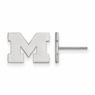 Michigan Wolverines 10k White Gold Extra Small Post Earrings