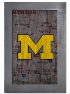 Michigan Wolverines 11" x 19" City Map Sign