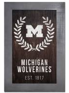 Michigan Wolverines 11" x 19" Laurel Wreath Framed Sign