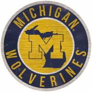 Michigan Wolverines 12" Circle with State Sign