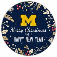 Michigan Wolverines 12" Merry Christmas & Happy New Year Sign