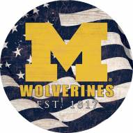 Michigan Wolverines 12" Team Color Flag Circle Sign