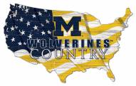 Michigan Wolverines 15" USA Flag Cutout Sign