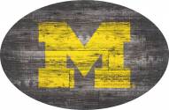 Michigan Wolverines 46" Distressed Wood Oval Sign