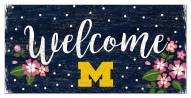 Michigan Wolverines 6" x 12" Floral Welcome Sign