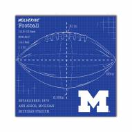 Michigan Wolverines Ball Blueprint 10" x 10" Sign