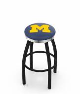 Michigan Wolverines Black Swivel Barstool with Chrome Accent Ring