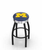 Michigan Wolverines Black Swivel Barstool with Chrome Ribbed Ring