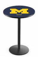 Michigan Wolverines Black Wrinkle Bar Table with Round Base