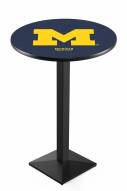 Michigan Wolverines Black Wrinkle Pub Table with Square Base