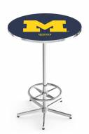 Michigan Wolverines Chrome Bar Table with Foot Ring