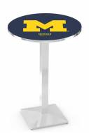 Michigan Wolverines Chrome Bar Table with Square Base