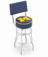 Michigan Wolverines Chrome Double Ring Swivel Barstool with Back