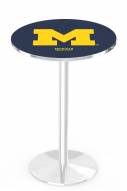 Michigan Wolverines Chrome Pub Table with Round Base