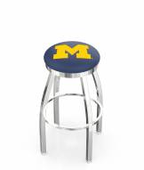 Michigan Wolverines Chrome Swivel Bar Stool with Accent Ring
