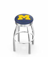 Michigan Wolverines Chrome Swivel Barstool with Ribbed Accent Ring