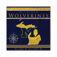 Michigan Wolverines Coordinates 10" x 10" Sign