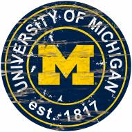 Michigan Wolverines Distressed Round Sign