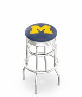 Michigan Wolverines Double Ring Swivel Barstool with Ribbed Accent Ring