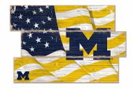 Michigan Wolverines Flag 3 Plank Sign