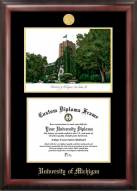 Michigan Wolverines Gold Embossed Diploma Frame with Campus Images Lithograph