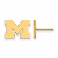 Michigan Wolverines Sterling Silver Gold Plated Extra Small Post Earrings