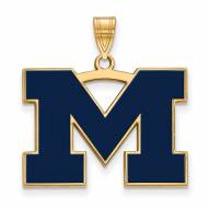 Michigan Wolverines Sterling Silver Gold Plated Large Pendant