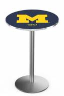 Michigan Wolverines Stainless Steel Bar Table with Round Base