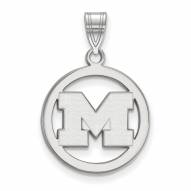 Michigan Wolverines Sterling Silver Circle Pendant