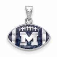 Michigan Wolverines Sterling Silver Enameled Football Pendant