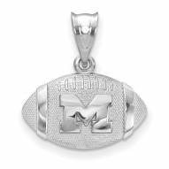 Michigan Wolverines Sterling Silver Football with Logo Pendant