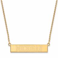 Michigan Wolverines Sterling Silver Gold Plated Bar Necklace