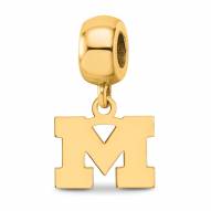 Michigan Wolverines Sterling Silver Gold Plated Extra Small Dangle Bead