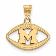 Michigan Wolverines Sterling Silver Gold Plated Football Pendant