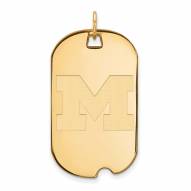 Michigan Wolverines Sterling Silver Gold Plated Large Dog Tag
